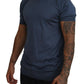 Elegant Silk Crewneck Blue Tee