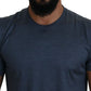 Elegant Silk Crewneck Blue Tee