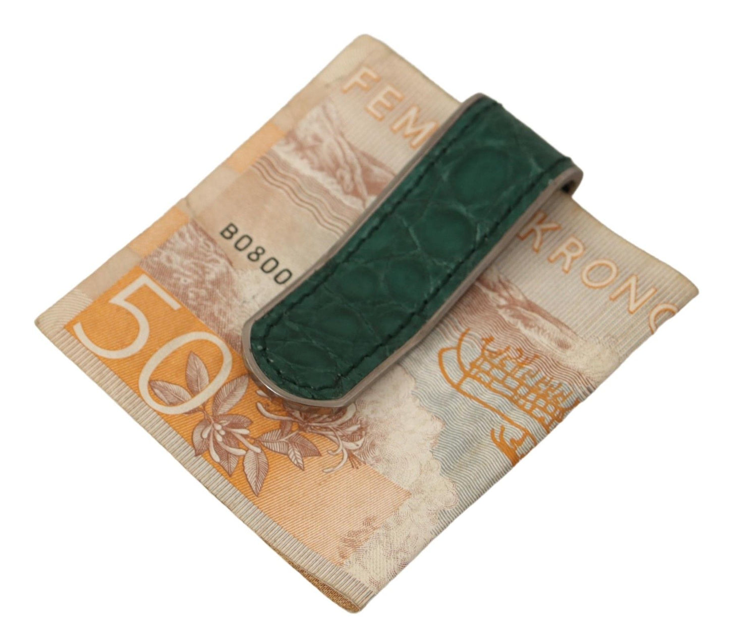 Elegant Green Leather Money Clip