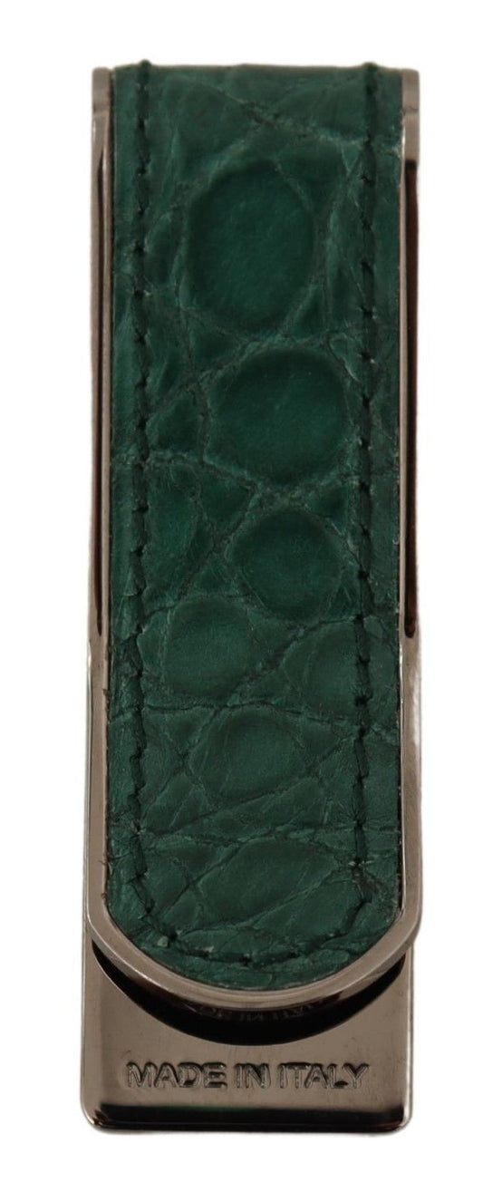 Elegant Green Leather Money Clip