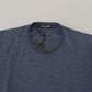 Elegant Silk Crewneck Blue Tee