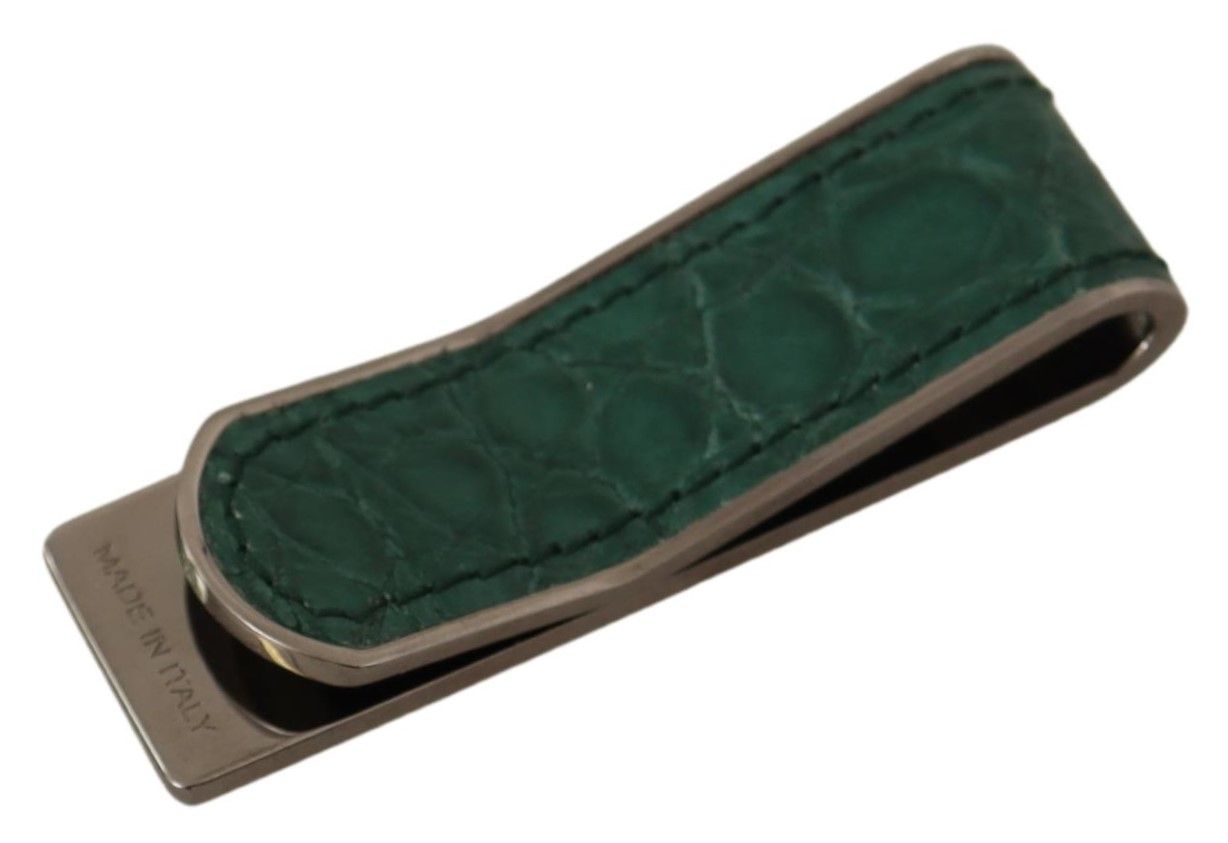 Elegant Green Leather Money Clip