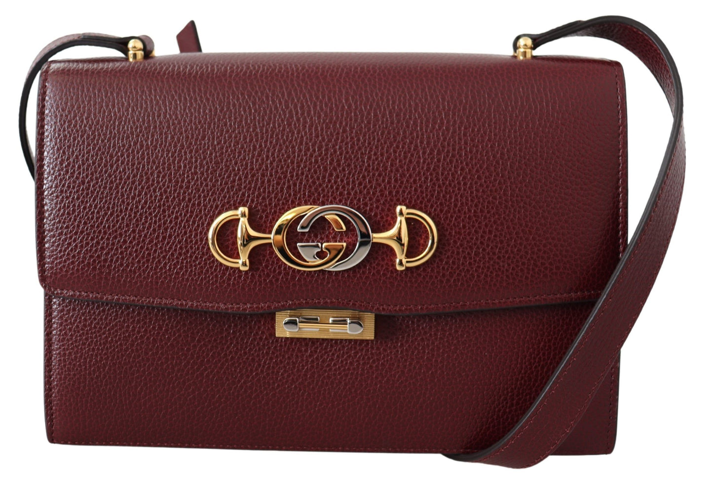 Elegant Dark Red Leather Shoulder Bag