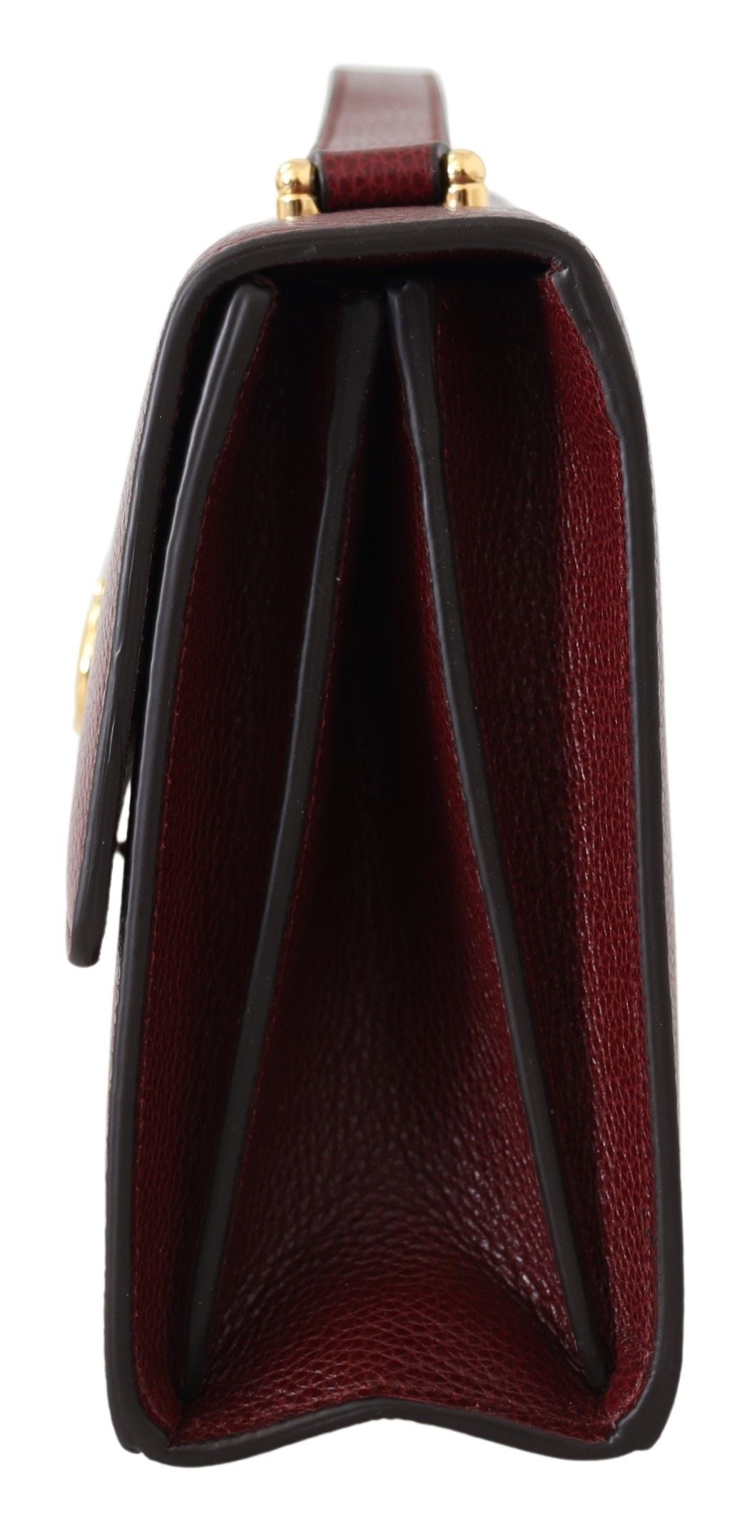 Elegant Smooth Leather Shoulder Bag in Dark Red