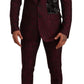Elegant Maroon Leaf Pattern Two-Piece Suit