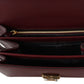 Elegant Smooth Leather Shoulder Bag in Dark Red