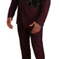 Elegant Maroon Leaf Pattern Two-Piece Suit