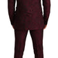 Elegant Maroon Leaf Pattern Two-Piece Suit
