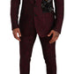 Elegant Maroon Leaf Pattern Two-Piece Suit