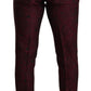 Elegant Maroon Leaf Pattern Two-Piece Suit
