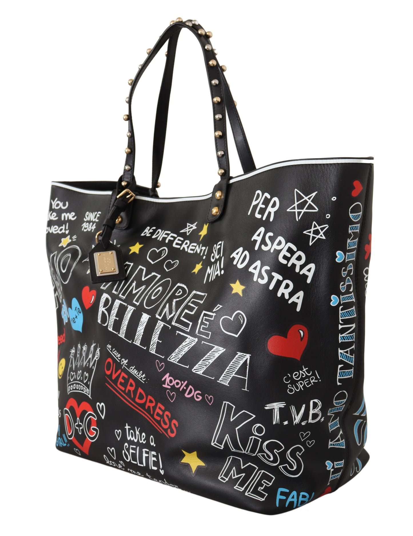 Elegant Multicolor Print Leather Tote Bag