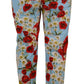 Light Blue Fiori Print Trouser Straight Pants