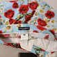 Light Blue Fiori Print Trouser Straight Pants