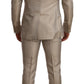 Elegant Gold Silk Three-Piece Martini Suit