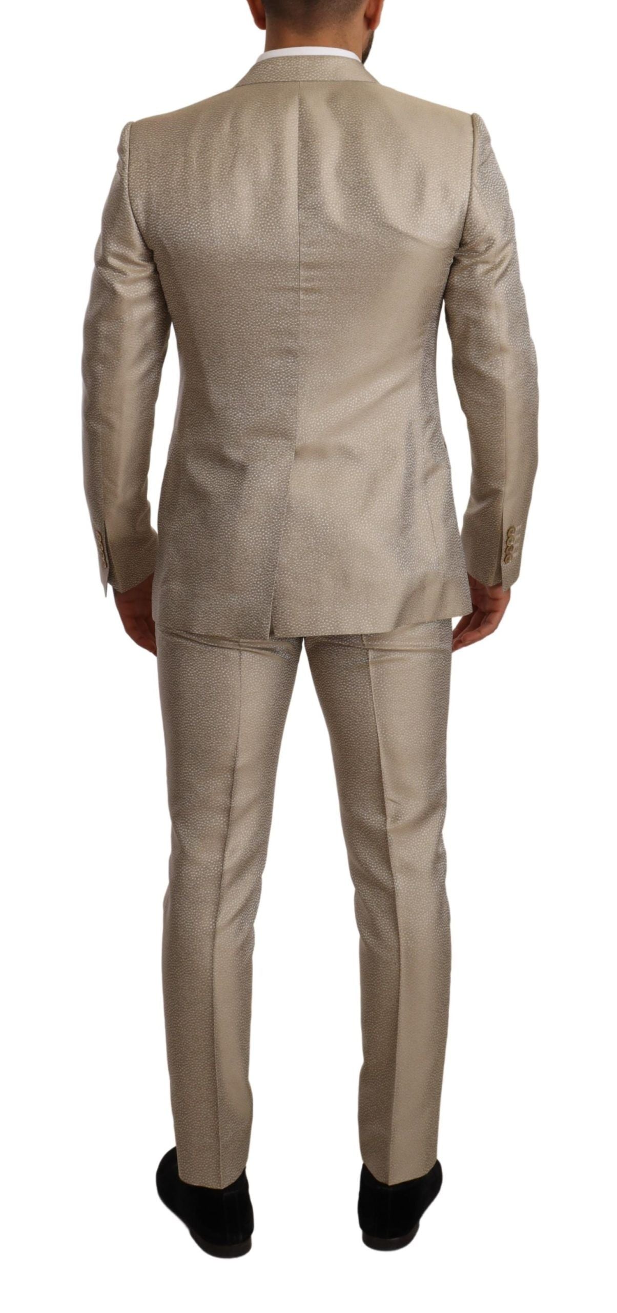 Elegant Gold Silk Three-Piece Martini Suit