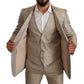 Elegant Gold Silk Three-Piece Martini Suit