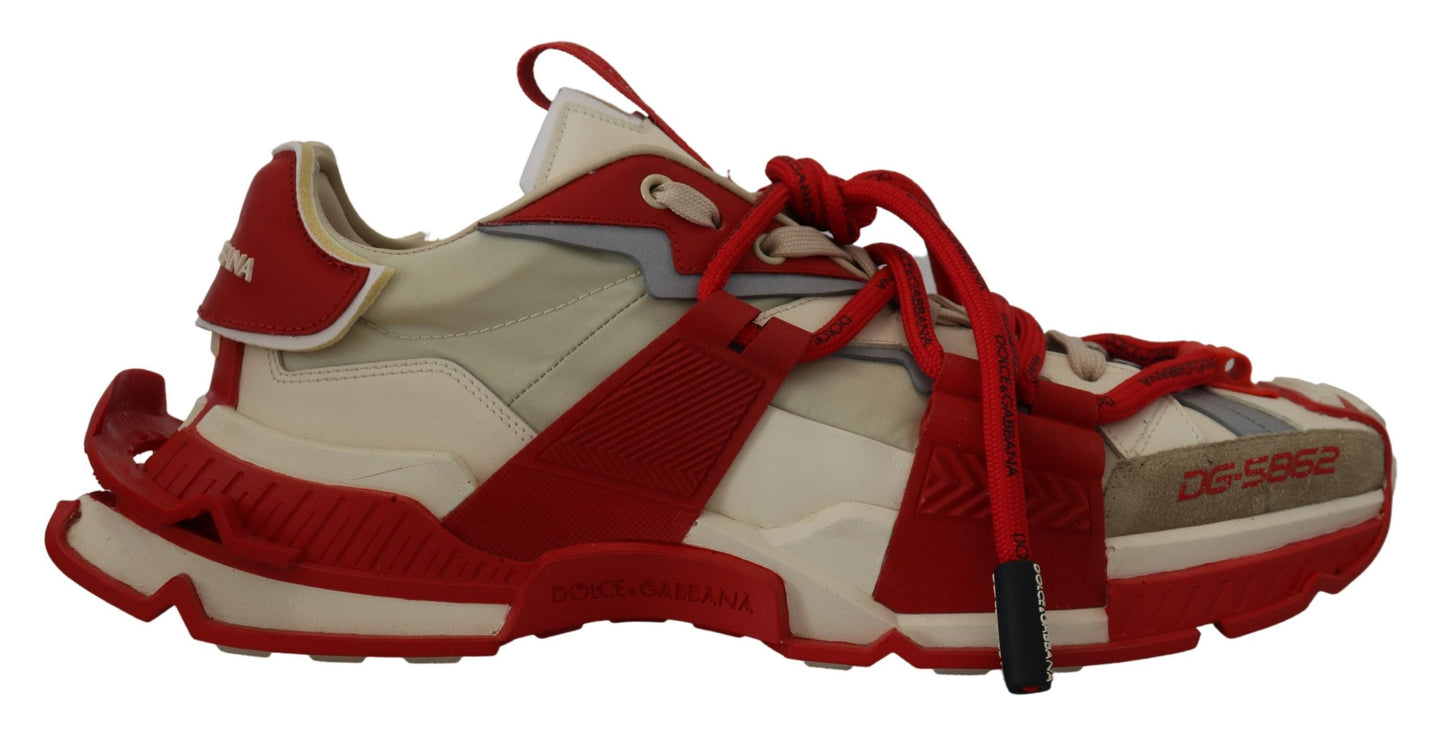 Red Beige Designer Leather Sneakers