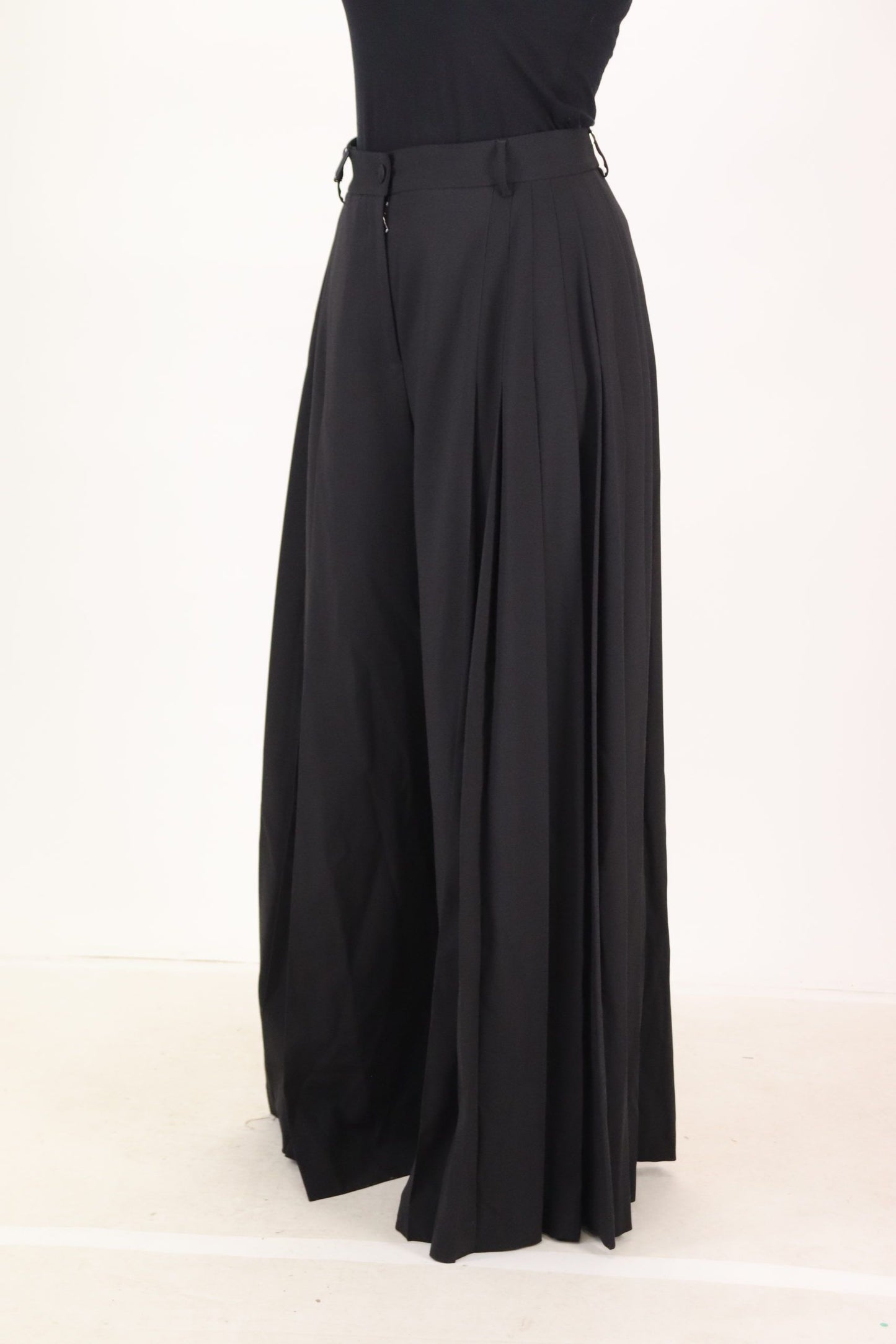 Black Wide Leg High Waist Women Wool Pants