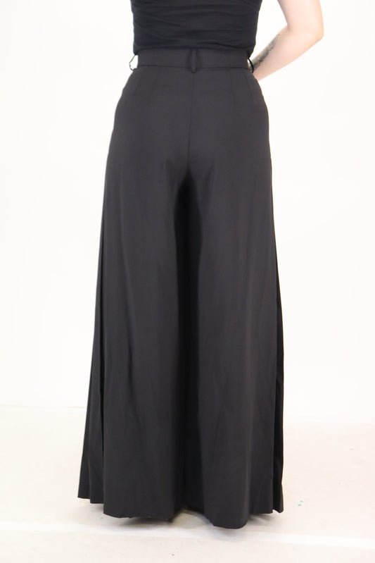 Black Wide Leg High Waist Women Wool Pants