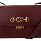 Elegant Smooth Leather Shoulder Bag in Dark Red