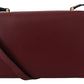 Elegant Smooth Leather Shoulder Bag in Dark Red