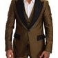 Elegant Yellow Patterned Three-Piece Suit