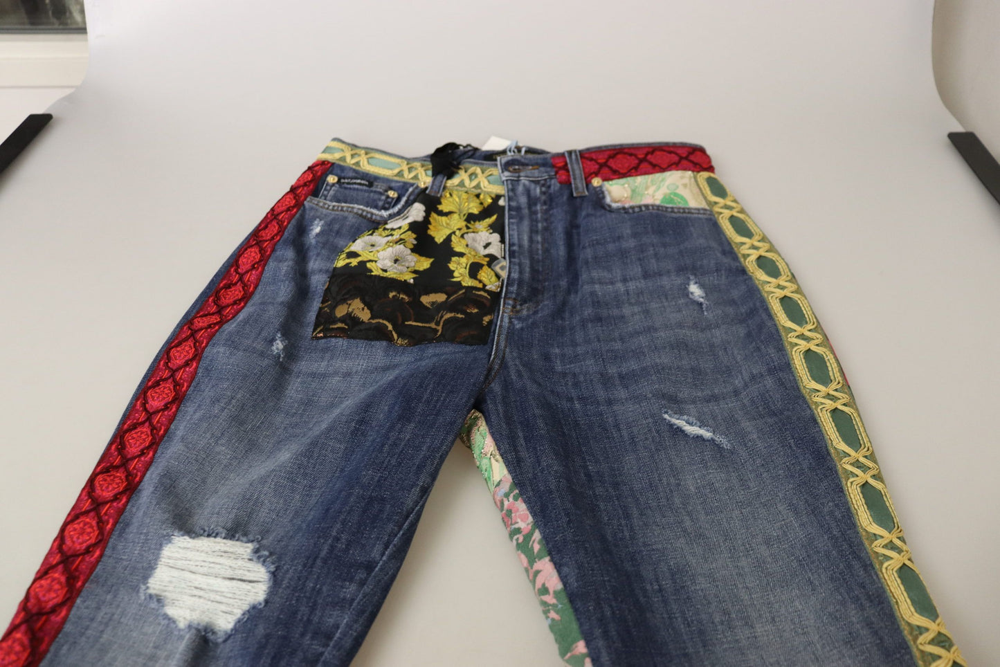 High Waist Patchwork Skinny Denim