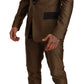Elegant Yellow Patterned Three-Piece Suit