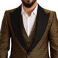 Elegant Yellow Patterned Three-Piece Suit