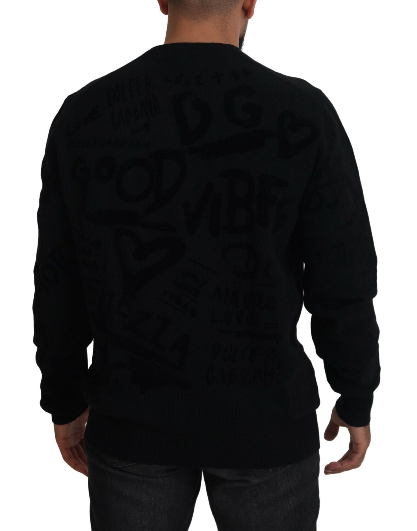 Elegant Black Wool Crewneck Sweater