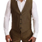 Elegant Yellow Patterned Three-Piece Suit