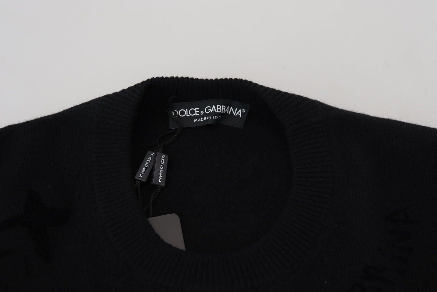 Elegant Black Wool Crewneck Sweater