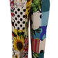 Exquisite Multicolor High Waist Silk Pants