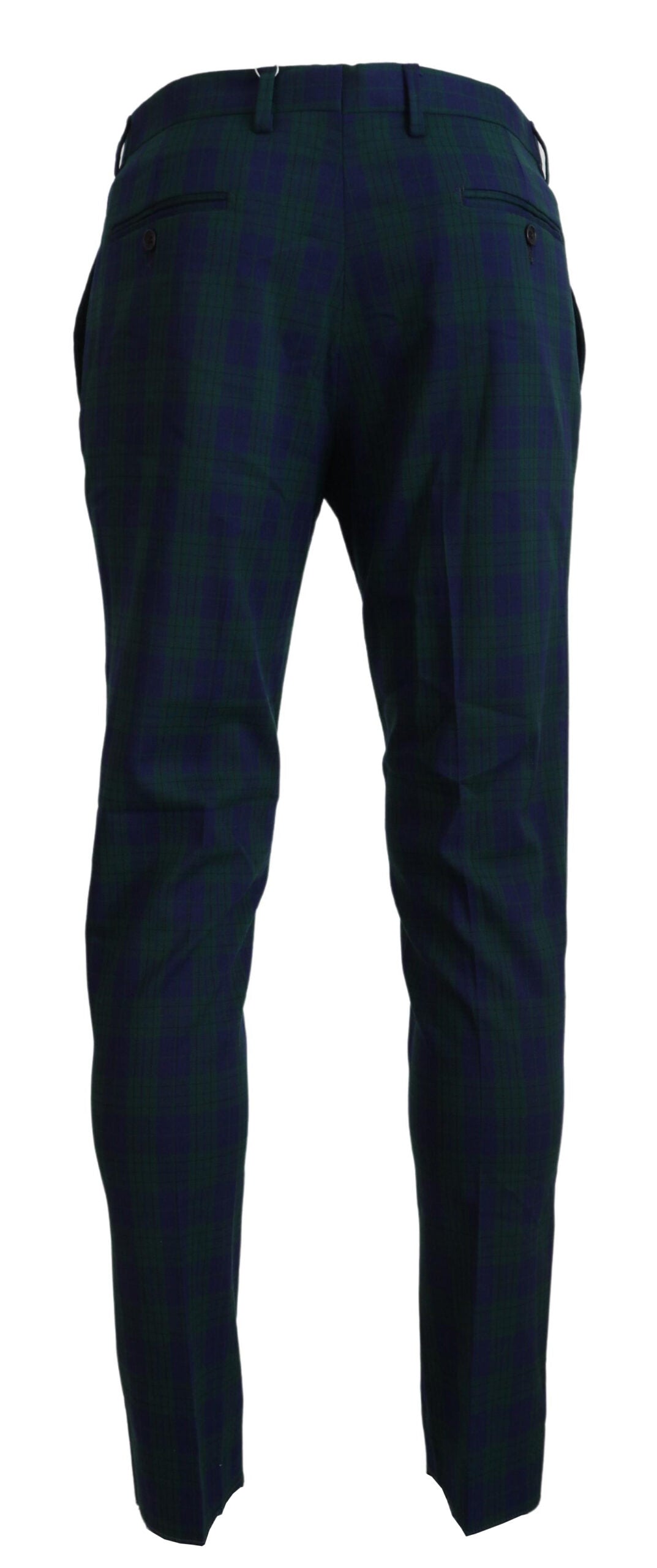 Elegant Checkered Wool Blend Trousers