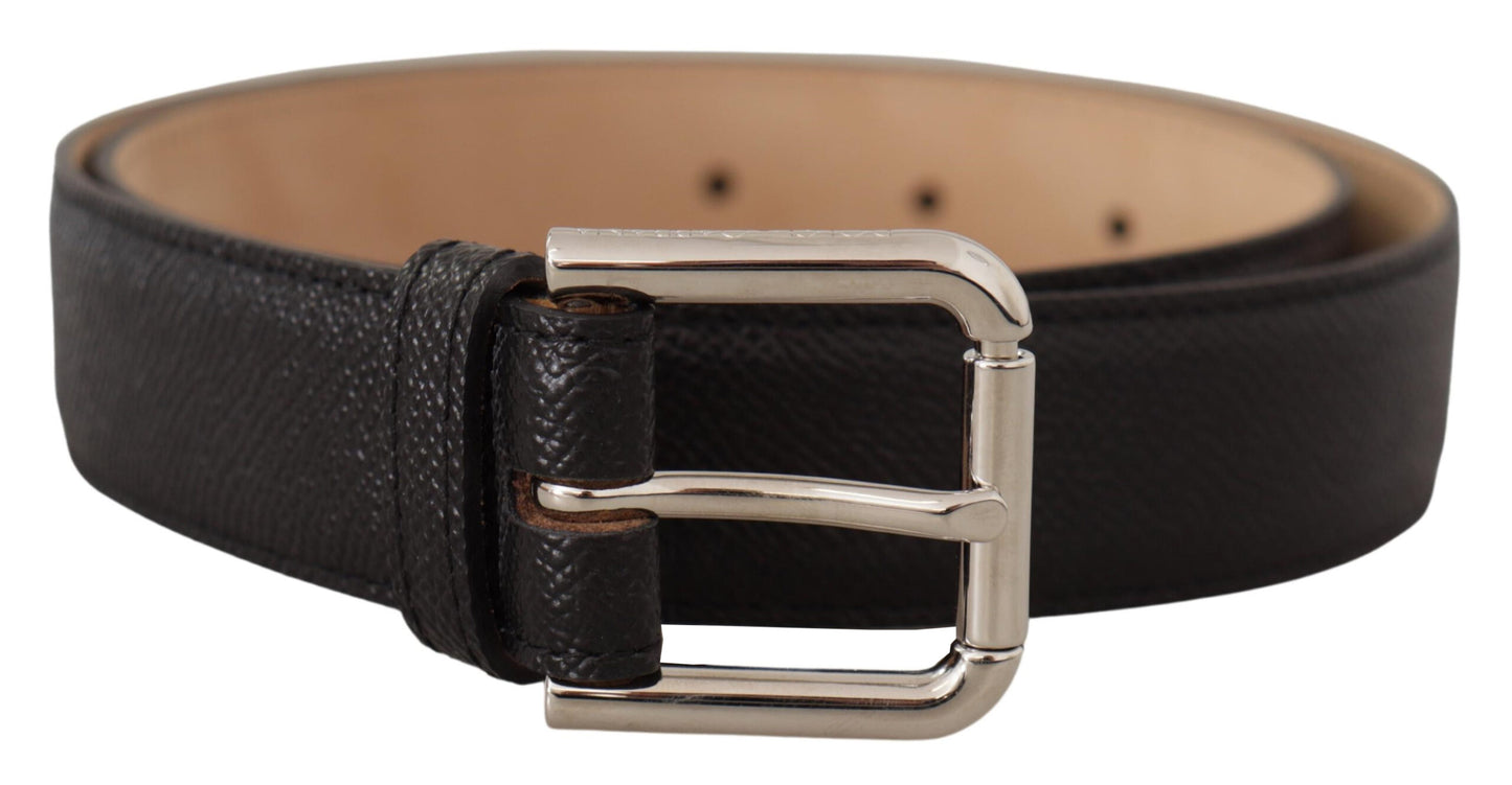 Sleek Black Authentic Leather Belt