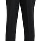Black Wool Striped Straight Fit Men Pants