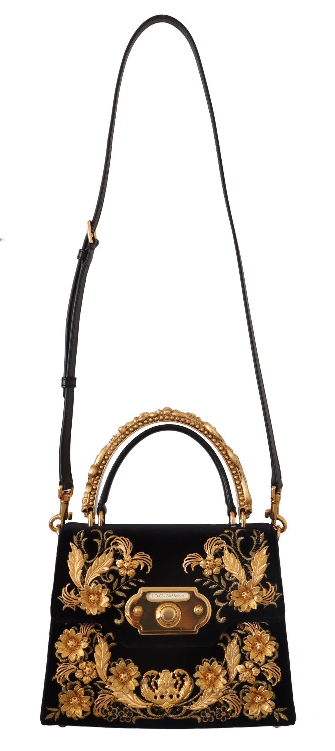 Elegant Black Brocade Hand Shoulder Bag