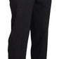 Black Wool Striped Straight Fit Men Pants