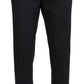 Black Wool Striped Straight Fit Men Pants