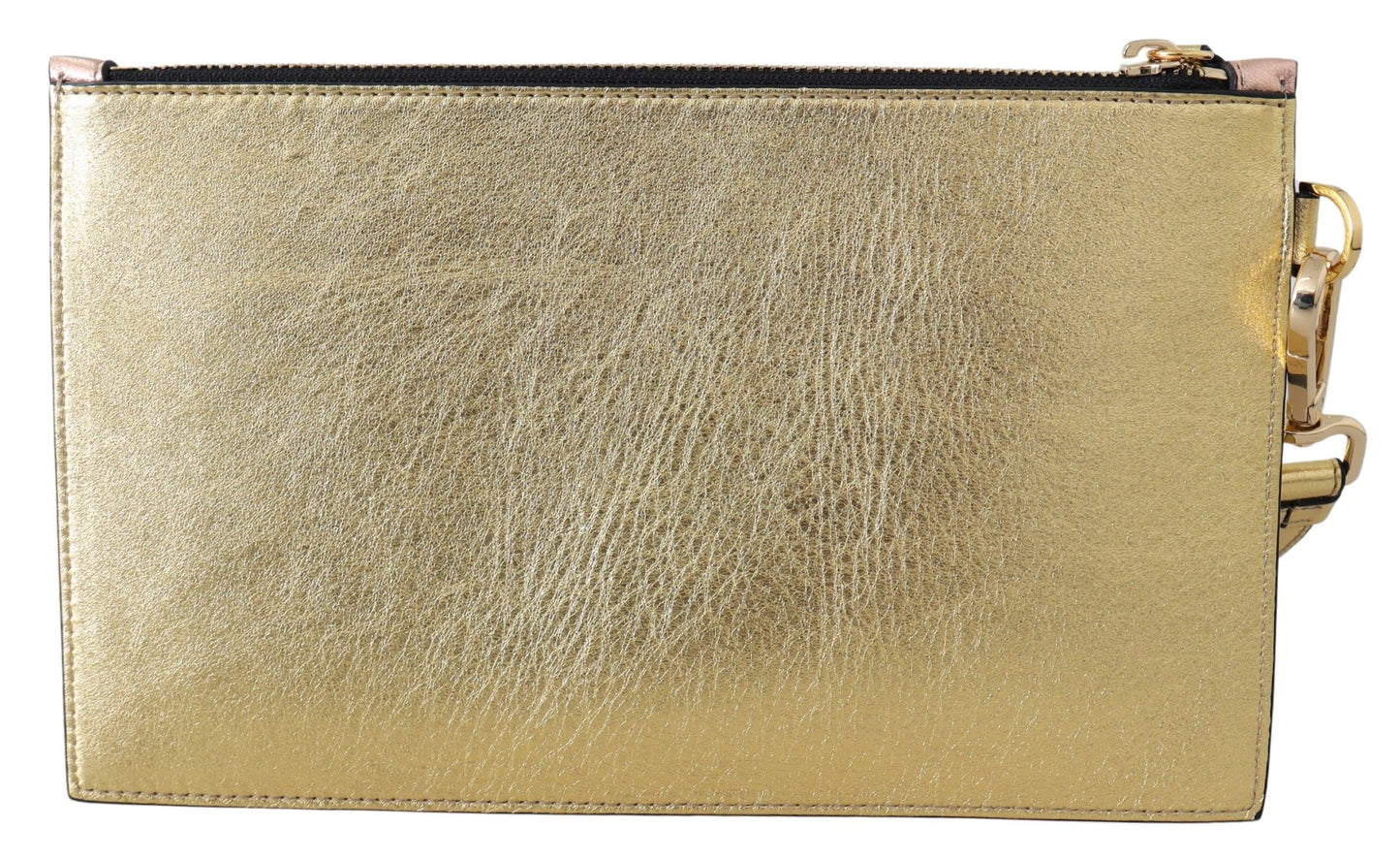 Elegant Bronze Nappa Leather Zip Pouch