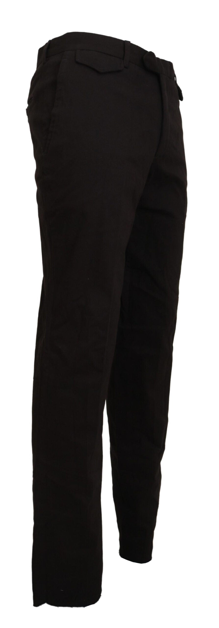 Brown Cotton Straight Fit Men Pants