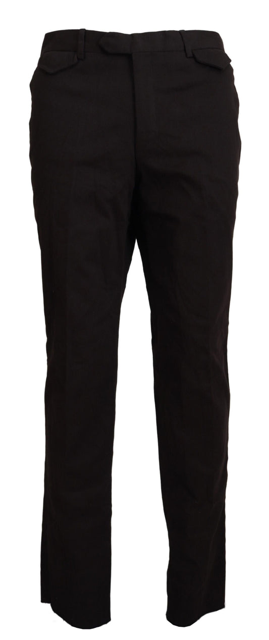 Brown Cotton Straight Fit Men Pants