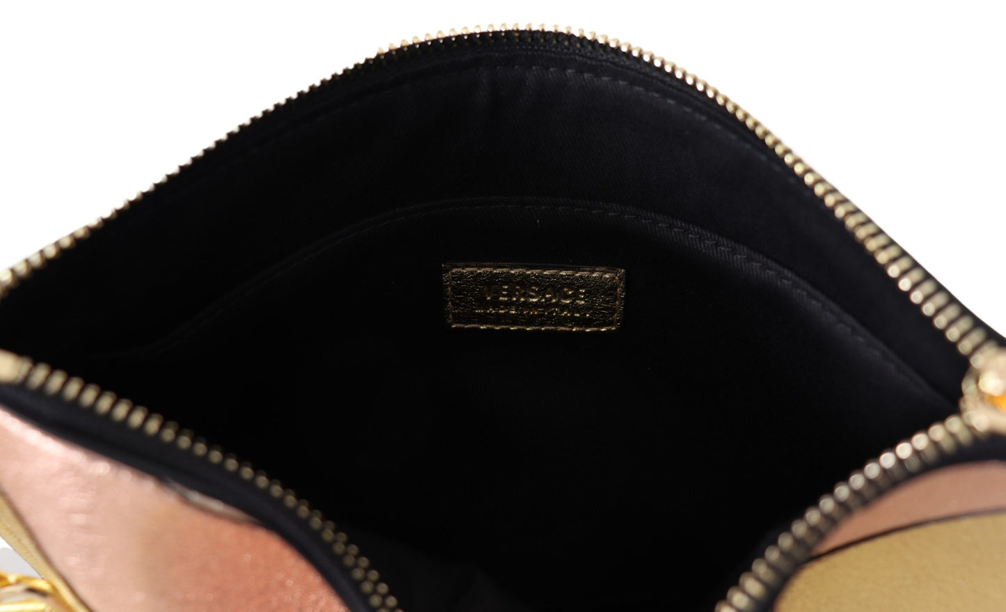 Elegant Bronze Nappa Leather Zip Pouch