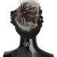 Elegant Gray Fur Crystal Beanie