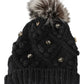 Elegant Gray Fur Crystal Beanie