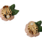 Enchanting Rose Clip Earrings in Pink and Gold