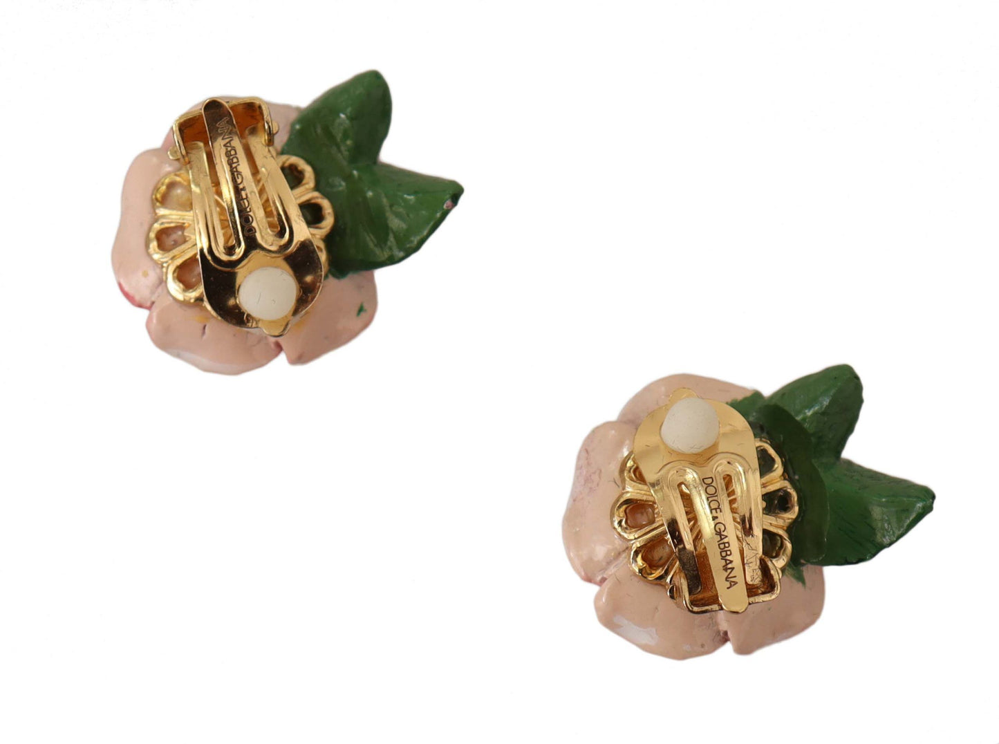 Enchanting Rose Clip Earrings in Pink and Gold