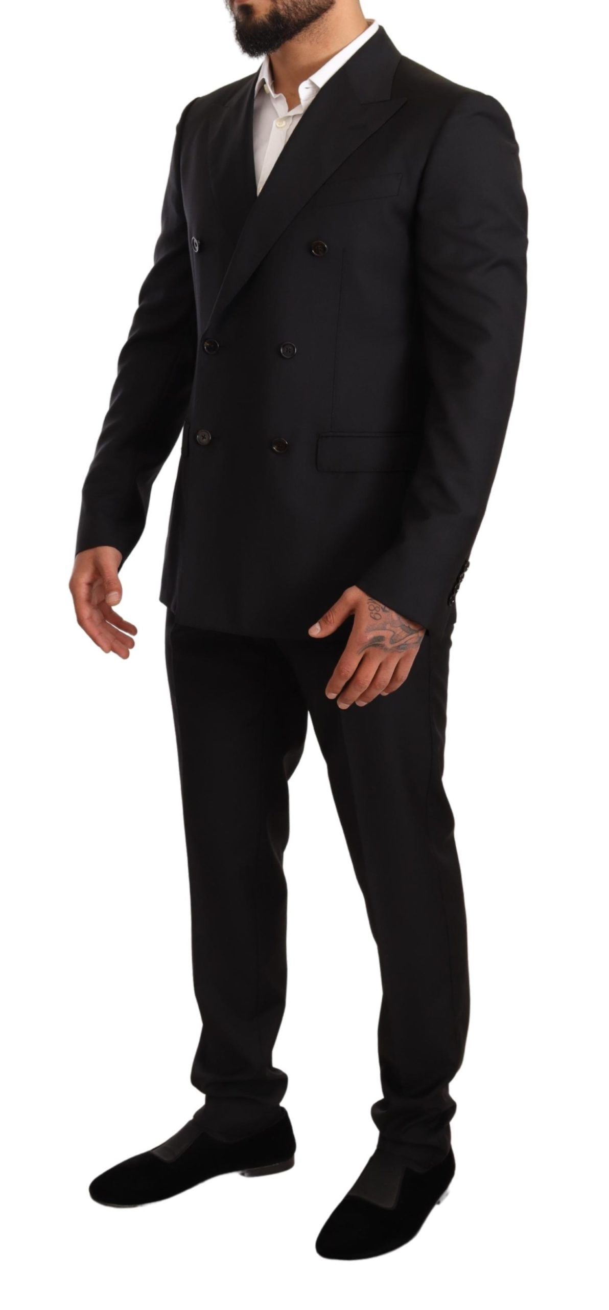 Elegant Black Two-Piece Wool Suit