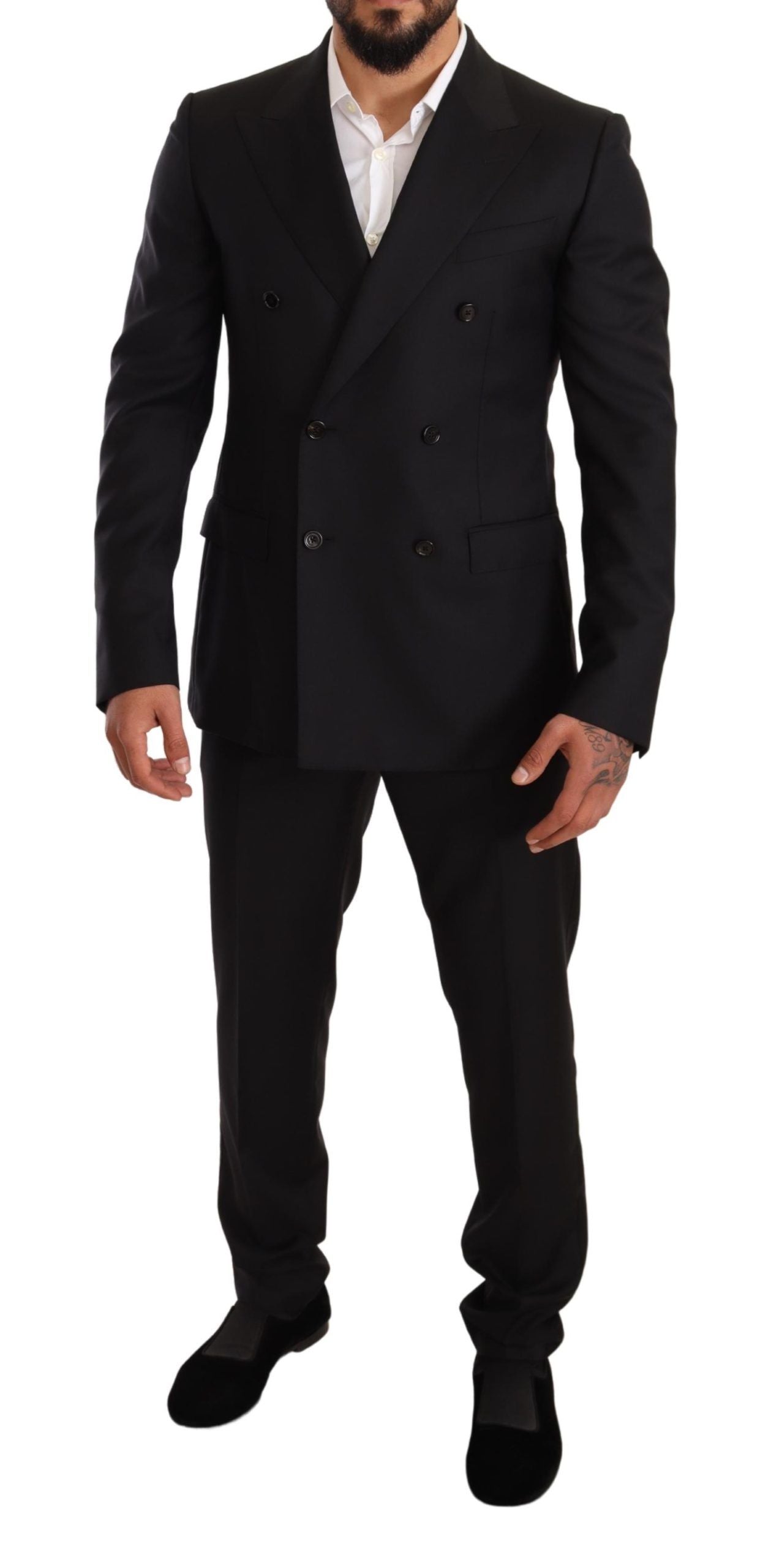 Elegant Black Two-Piece Wool Suit