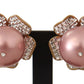 Glamorous Floral Crystal Clip-On Earrings